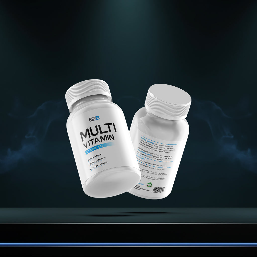 Two bottles of multi vitamin on a dark background