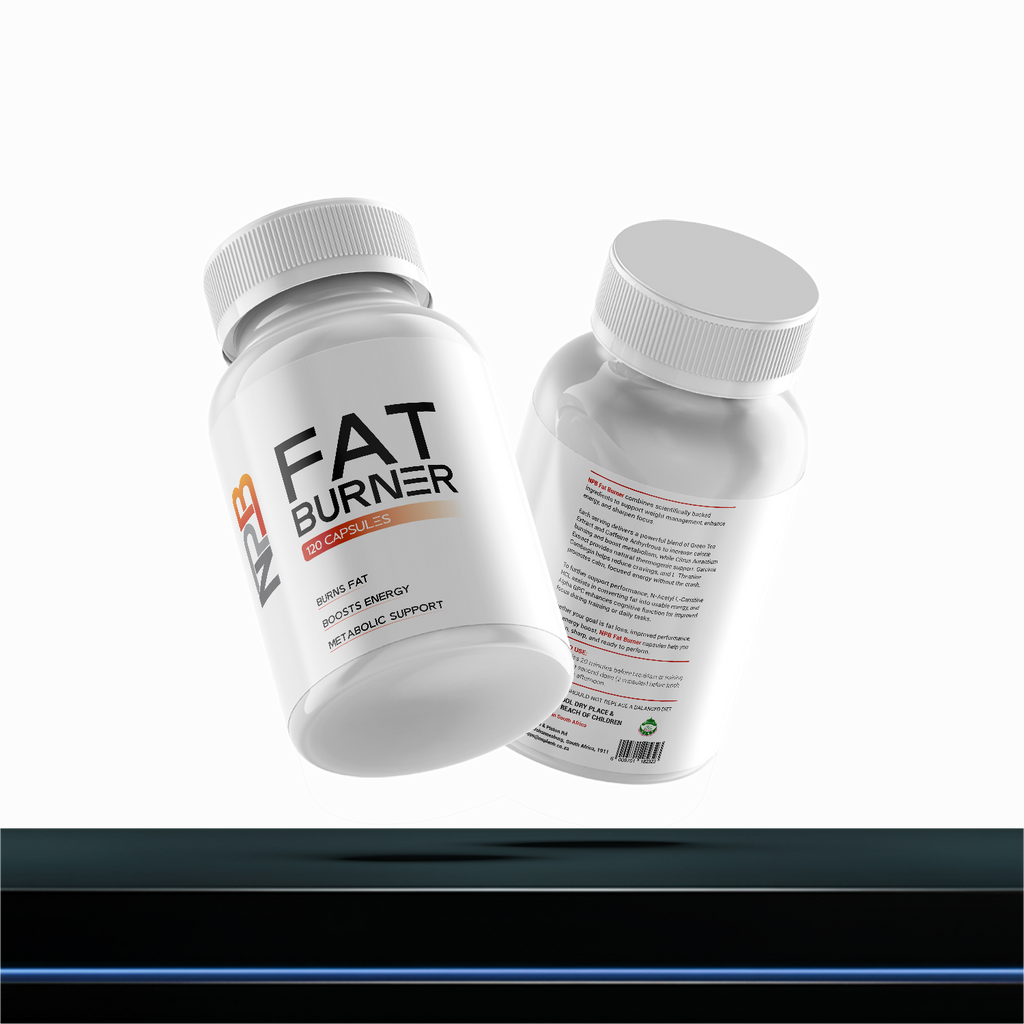 Two bottles of fat burner supplements on a white background