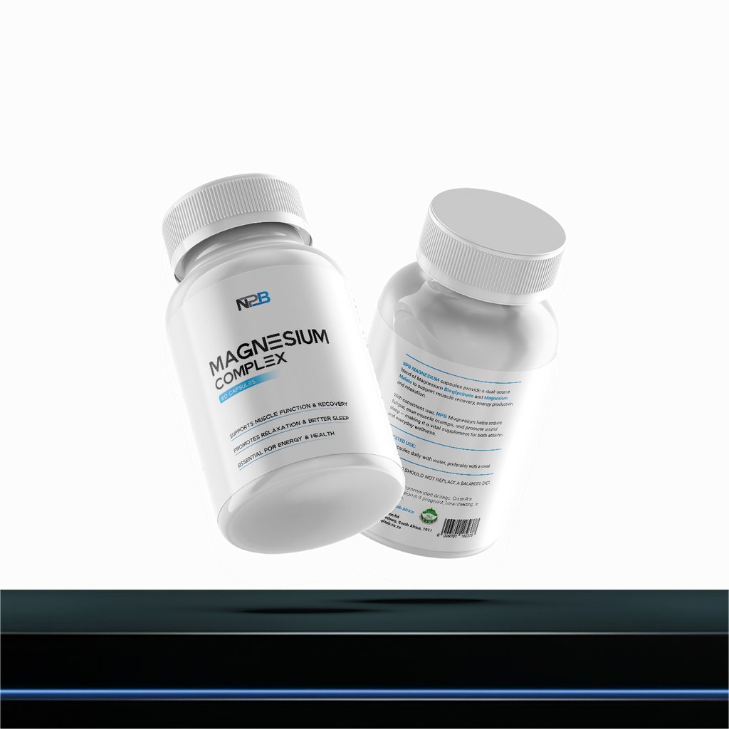 Two bottles of NPB Magnesium Complex on a white background