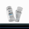 Two bottles of Omega-3 supplements on a white background