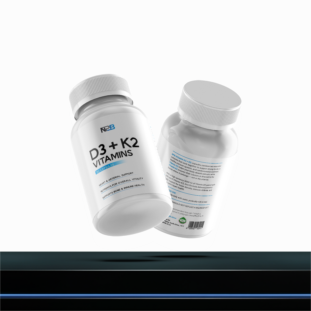 Two bottles of N8 D3 + K2 Vitamins on a white background